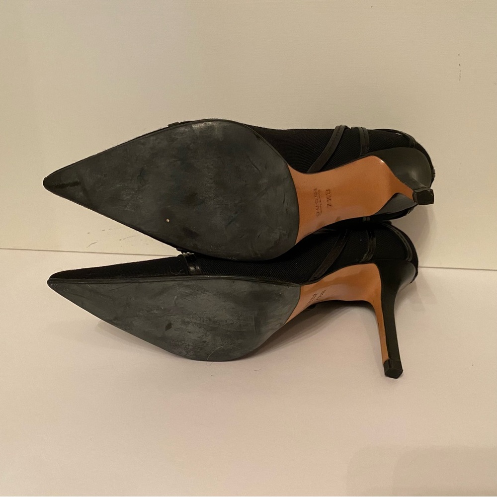 GUCCI HEELS STILETTO SHOES BLACK STRETCH FABRIC LEATHER TRIM BUCKLE 7.5B POINTY - Picture 13 of 15